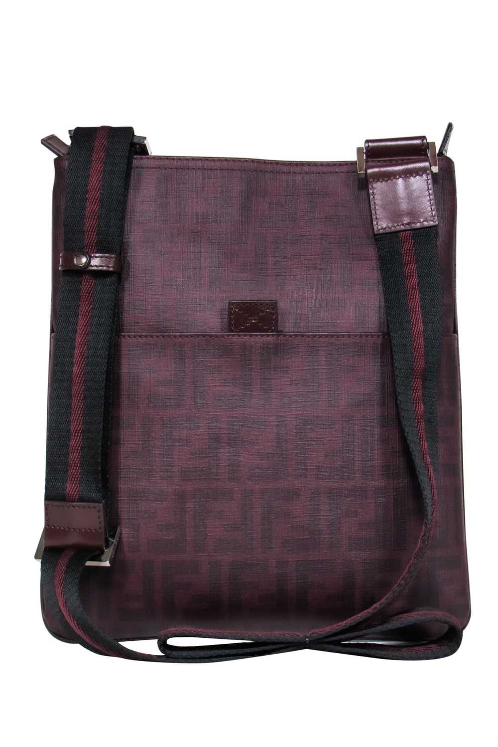 Fendi - Burgundy Leather Monogram Print Rectangle… - image 1