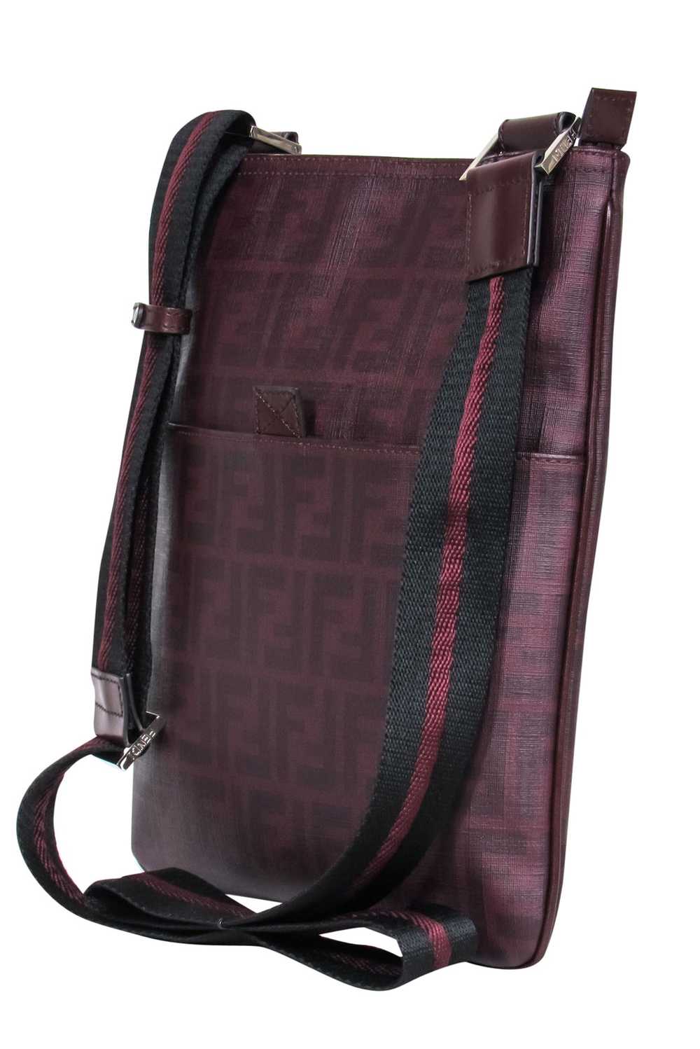 Fendi - Burgundy Leather Monogram Print Rectangle… - image 2