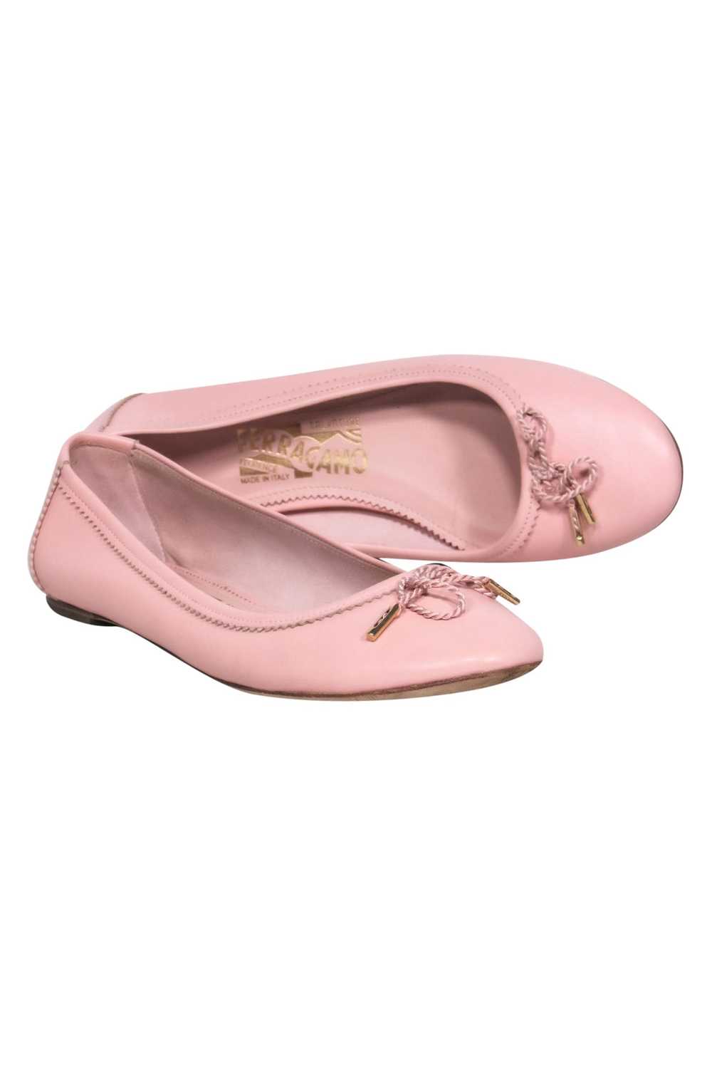 Ferragamo - Pink Ballerina Flats w/ Twisted Rope … - image 1