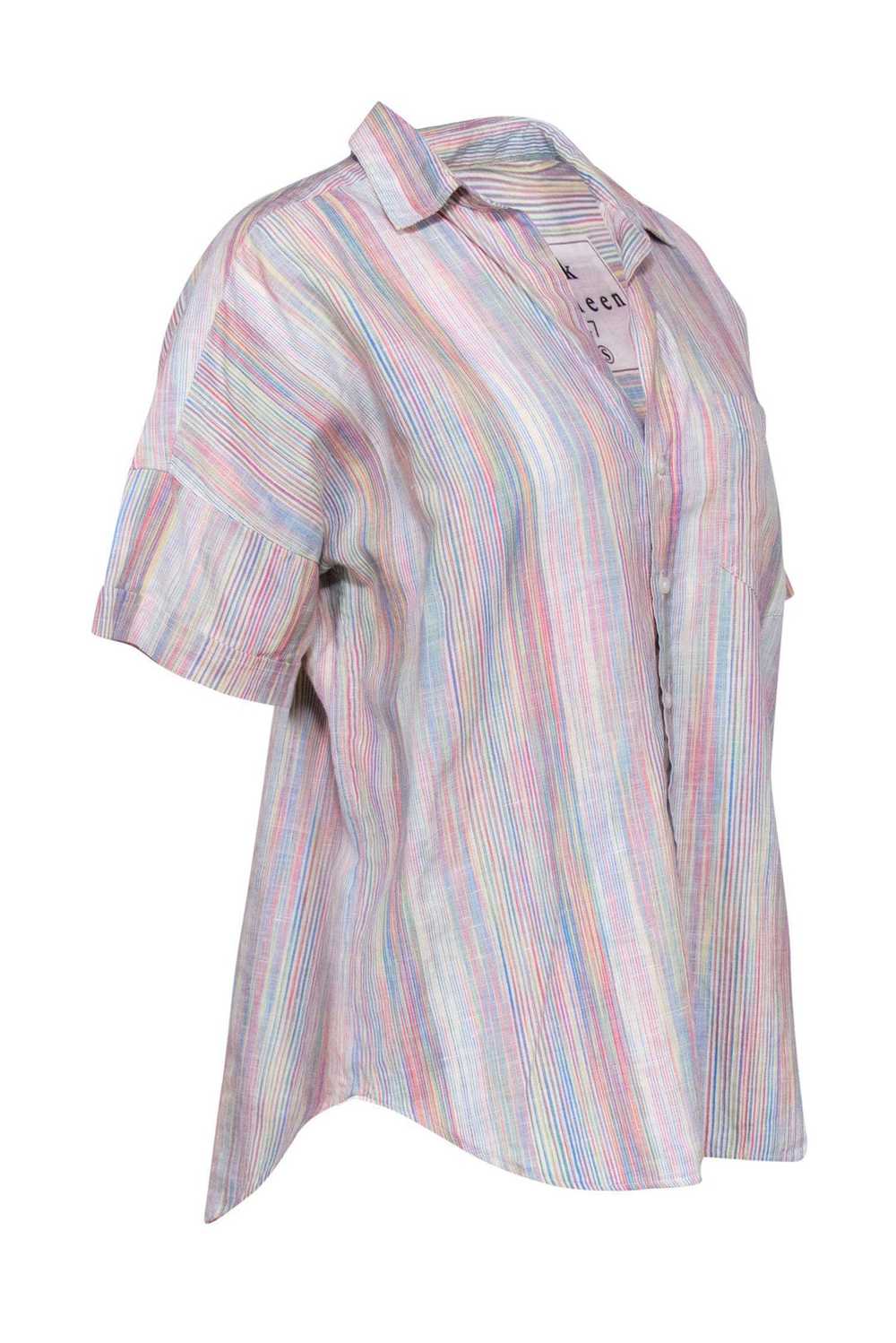 Frank & Eileen - White & Multicolored Pastel Striped … - Gem