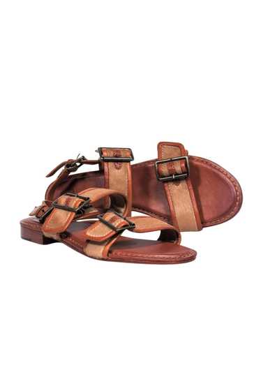 Frye - Brown Leather Calf Hair Buckled Sandals Sz 