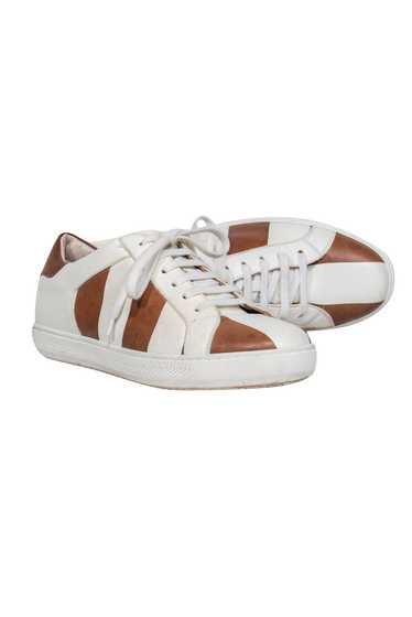 Giorgio Armani - White & Brown Striped Lace-Up Sne