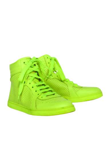 Gucci - Neon Green Laser Cut Leather High-Top Snea