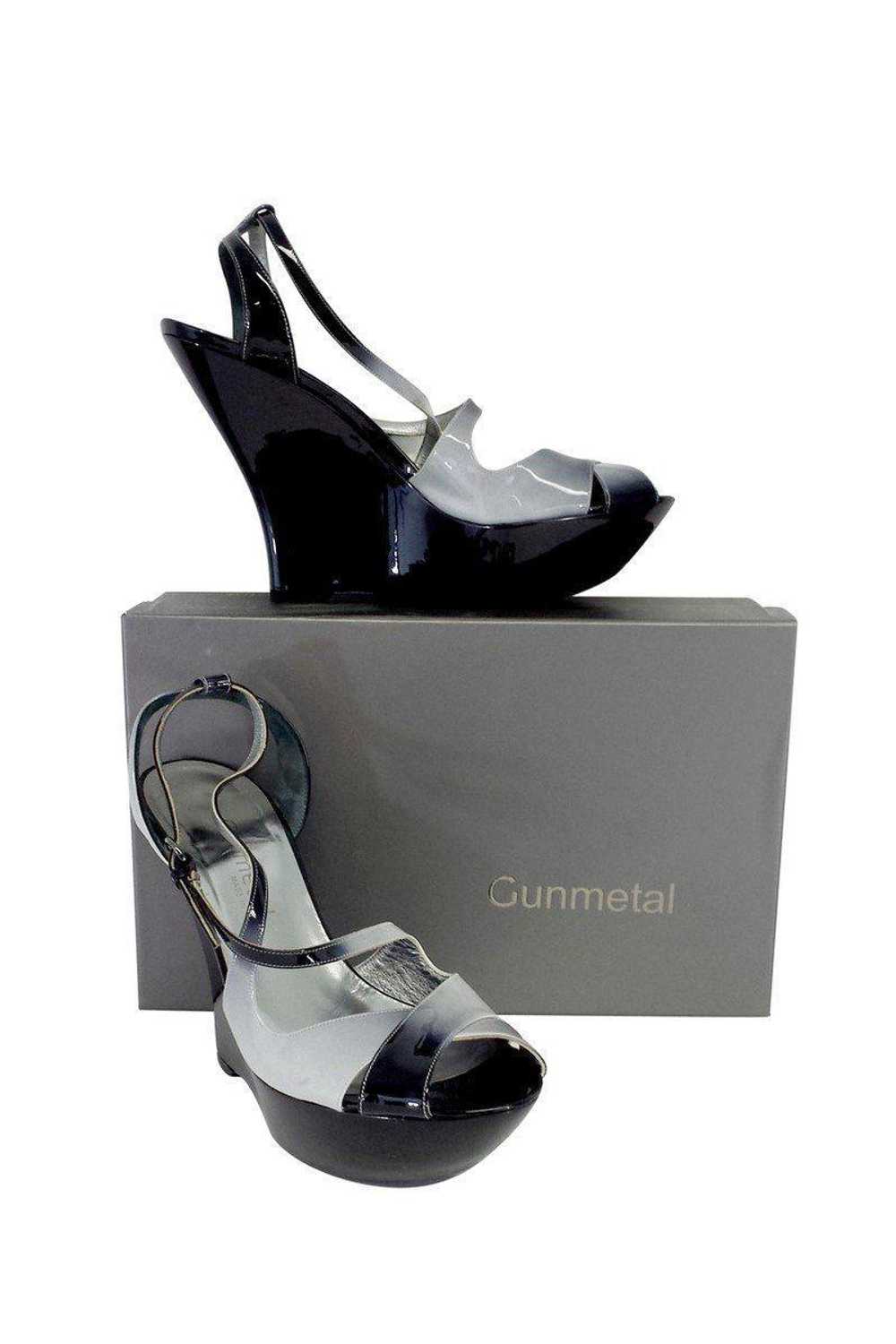 Gunmetal - Black & Grey Patent Leather Platform W… - image 1