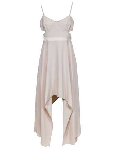 Halston Heritage - Beige Sleeveless Scarf Hem Dres