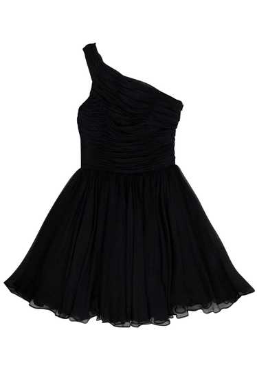 Halston Heritage - Black Gathered Silk Dress Sz 2