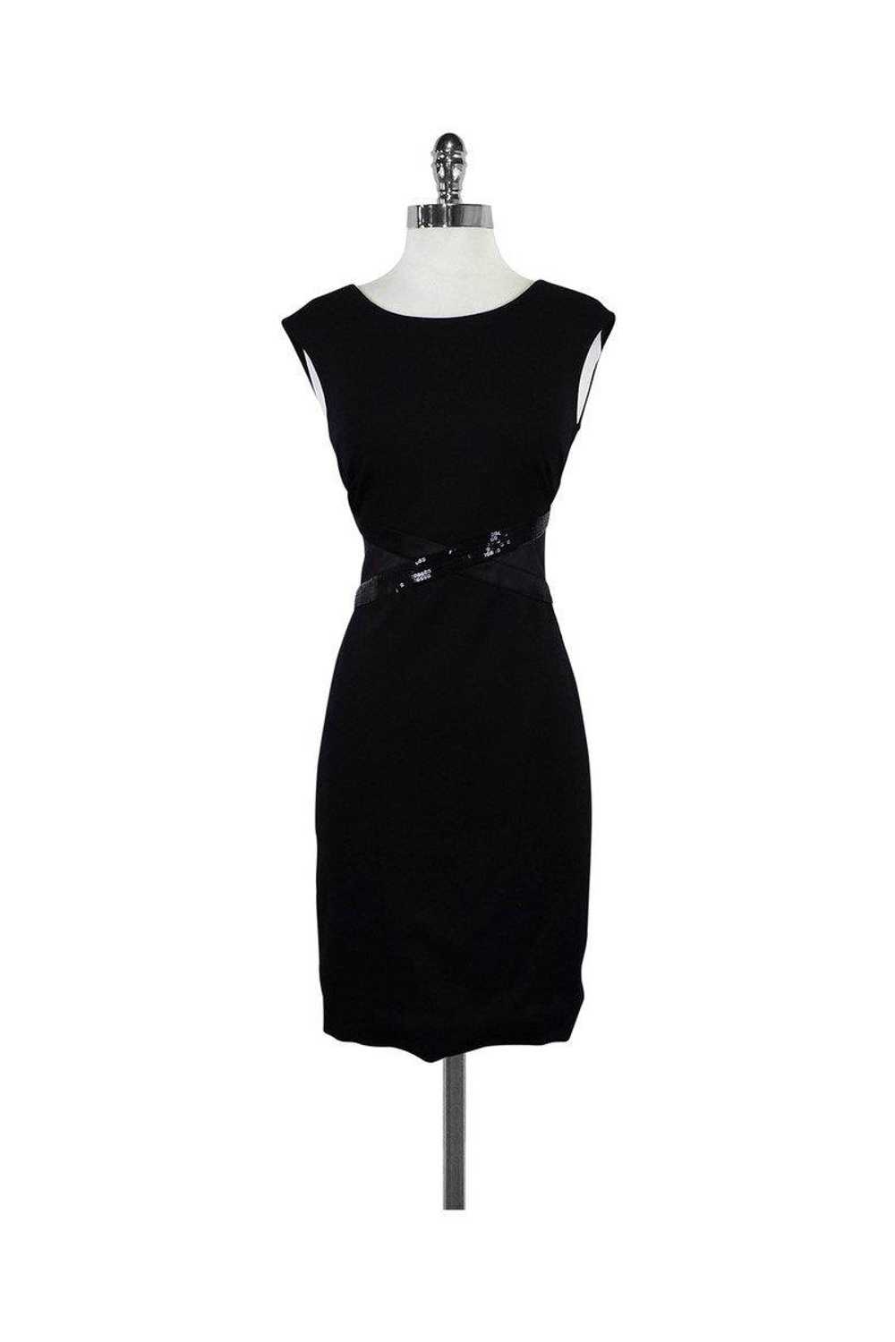 Halston Heritage - Black Sequin Waist Sheath Dres… - image 1