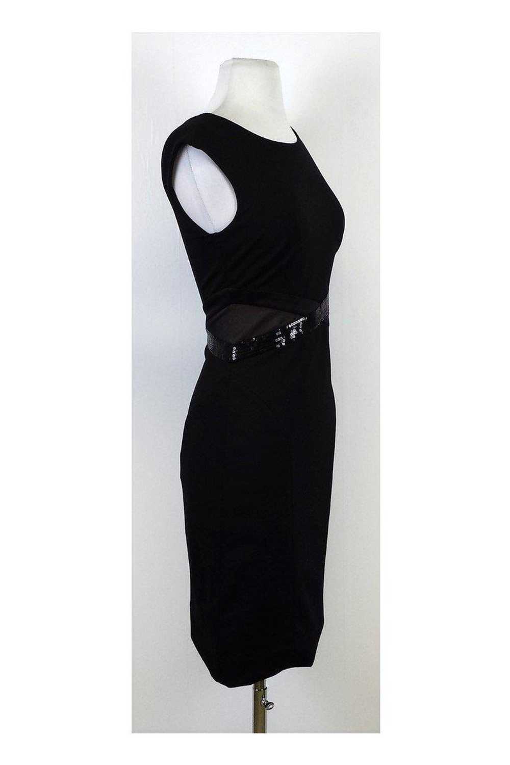 Halston Heritage - Black Sequin Waist Sheath Dres… - image 2