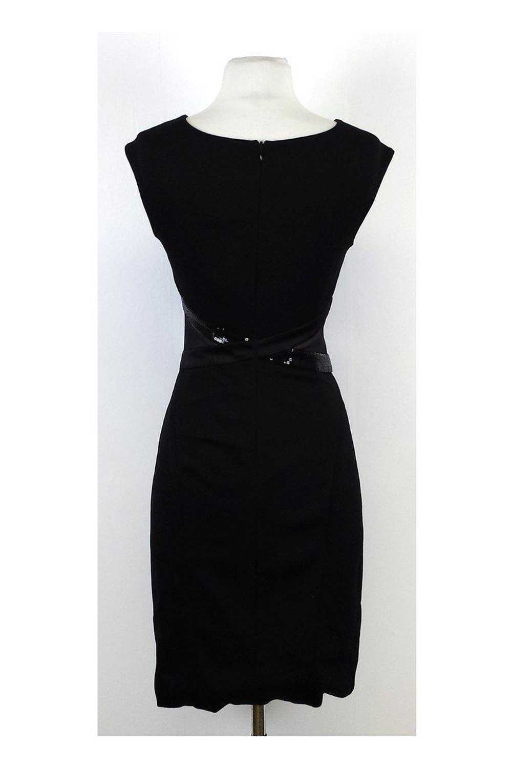 Halston Heritage - Black Sequin Waist Sheath Dres… - image 3