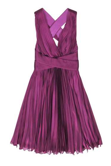 Halston Heritage - Purple Cross Accordion Pleated 