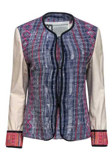 Hart - Blue, Pink & Cream Printed Jacket w/ Embroi