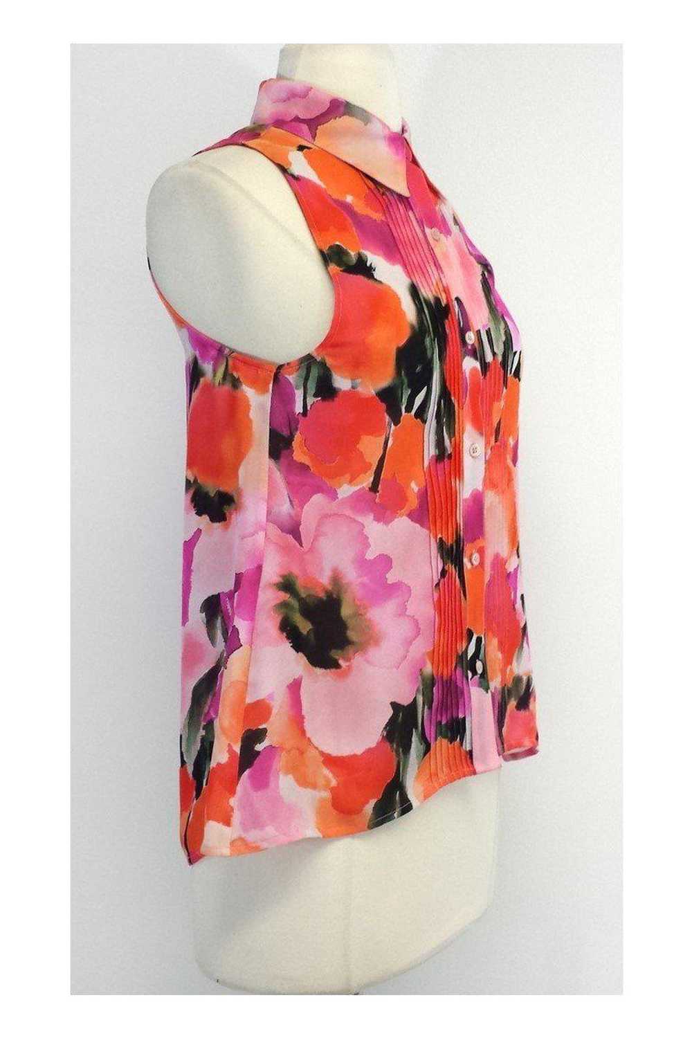 Haute Hippie - Pink & Orange Print Silk Sleeveles… - image 2