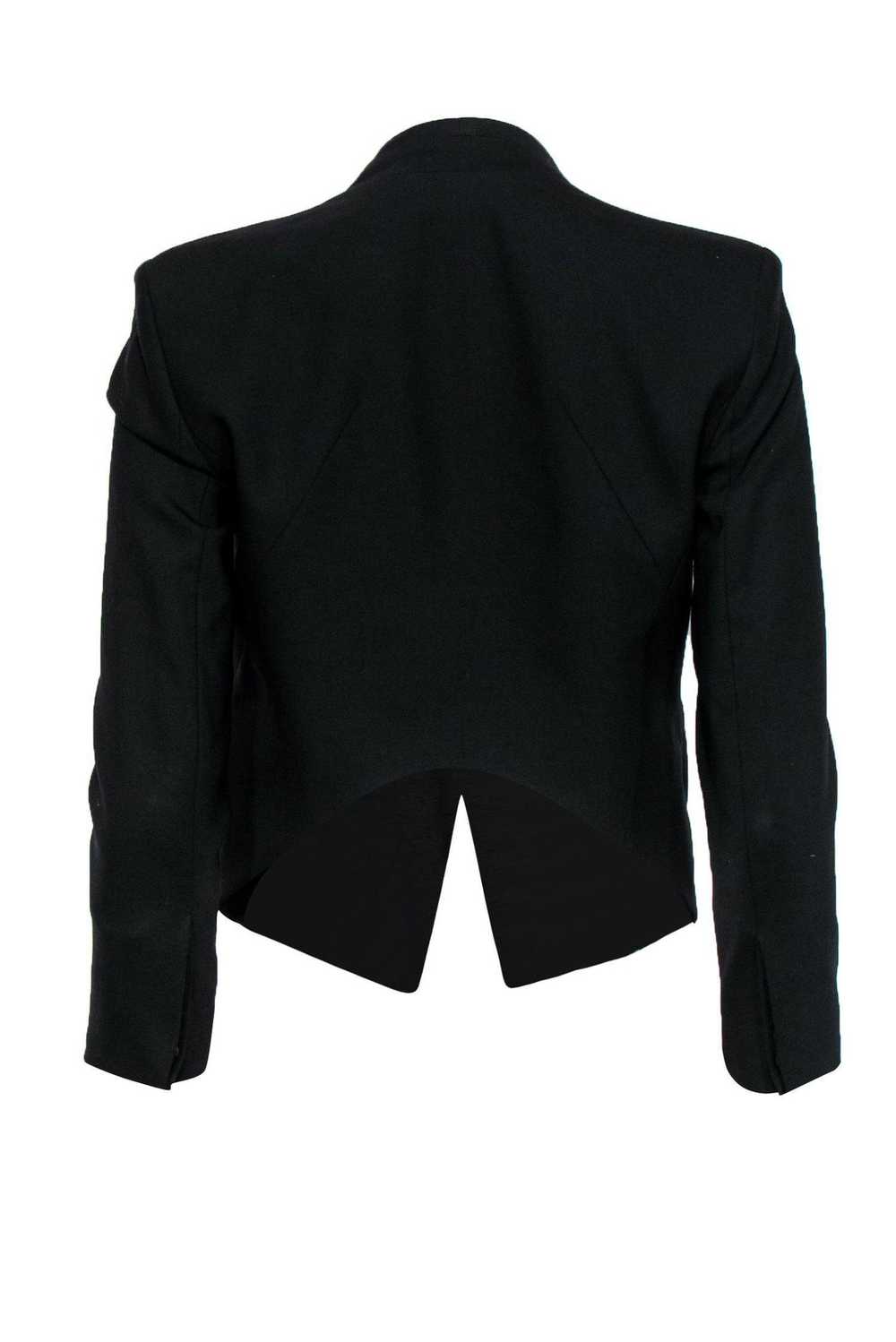 Helmut Lang - Black Wool Collarless Blazer Sz 0 - image 3