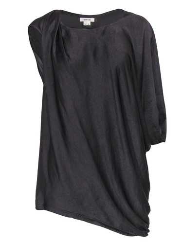 Helmut Lang - Brown Satin Asymmetric Draped Top S… - image 1