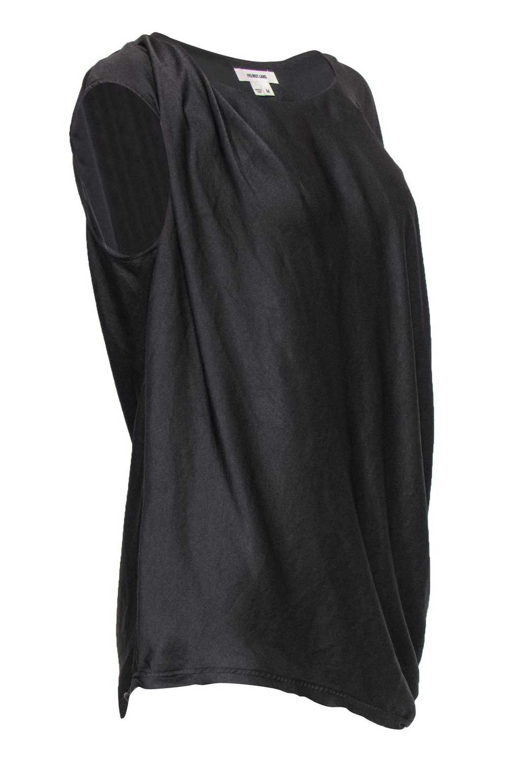 Helmut Lang - Brown Satin Asymmetric Draped Top S… - image 2