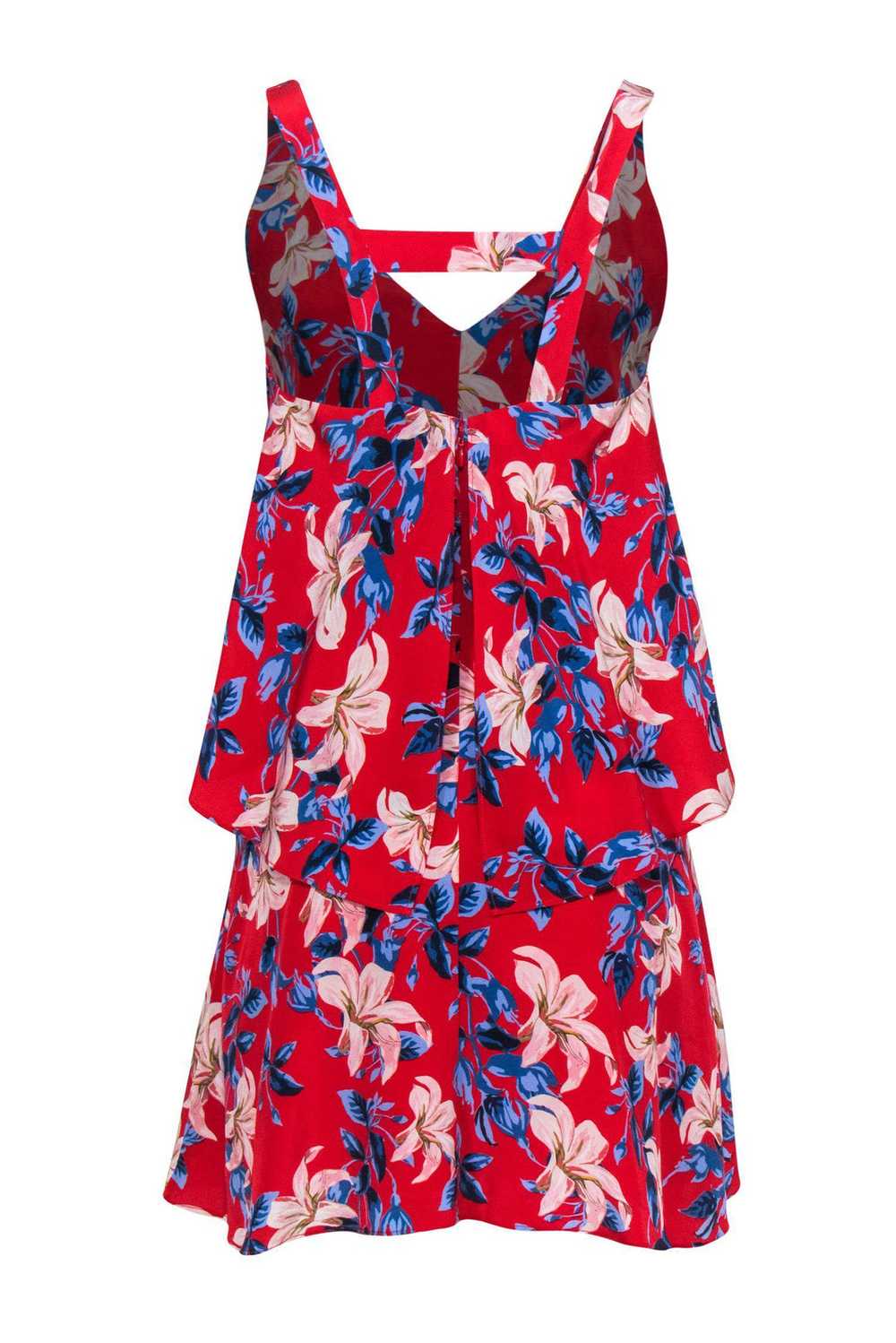 Intermix - Red Floral Layered Silk Dress Sz P - image 3