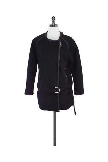 IRO - Black Cotton, Wool & Leather Zip Jacket Sz 6