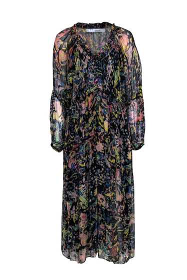 IRO - Black Sheer Maxi Dress w/ Multicolor Print &