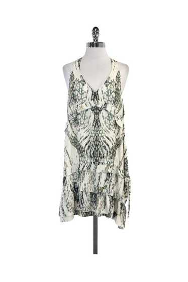 IRO - Green & Cream Abstract Print Silk Sleeveless