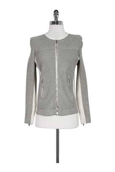 IRO - Grey Knit Jacket w/ Cream Trim Sz 8 - image 1