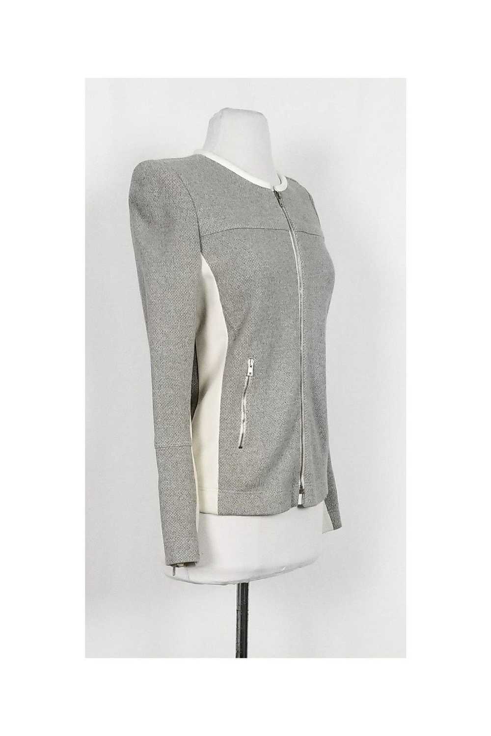 IRO - Grey Knit Jacket w/ Cream Trim Sz 8 - image 2