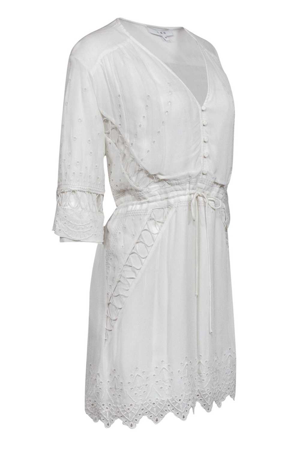 IRO - White Embroidered Eyelet Sheath Dress Sz 6 - image 2