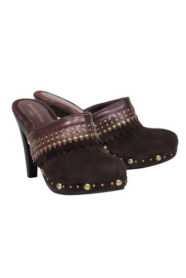 Isabella Fiore - Brown Suede Gold Studded Clog Pum