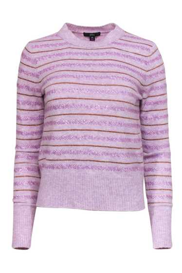 J crew gray and hot pink striped sweater