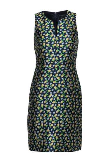 J.Crew - Navy Lemon Patterned Sheath Dress Sz 0