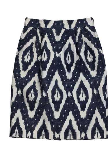 J.Crew Collection - Cream & Blue Tribal Skirt Sz 1