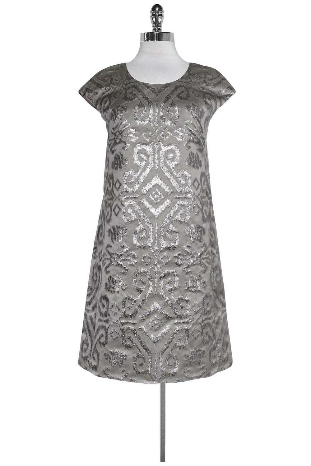 J.Crew Collection - Silver Patterned Dress Sz 0 - image 1