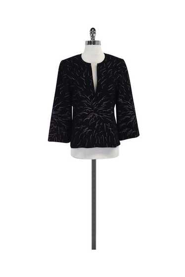 Jean Muir - Black & Silver Wisp Print Jacket Sz 10