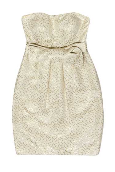 Jenny Yoo - White Strapless Dress w/ Gold Metalli… - image 1