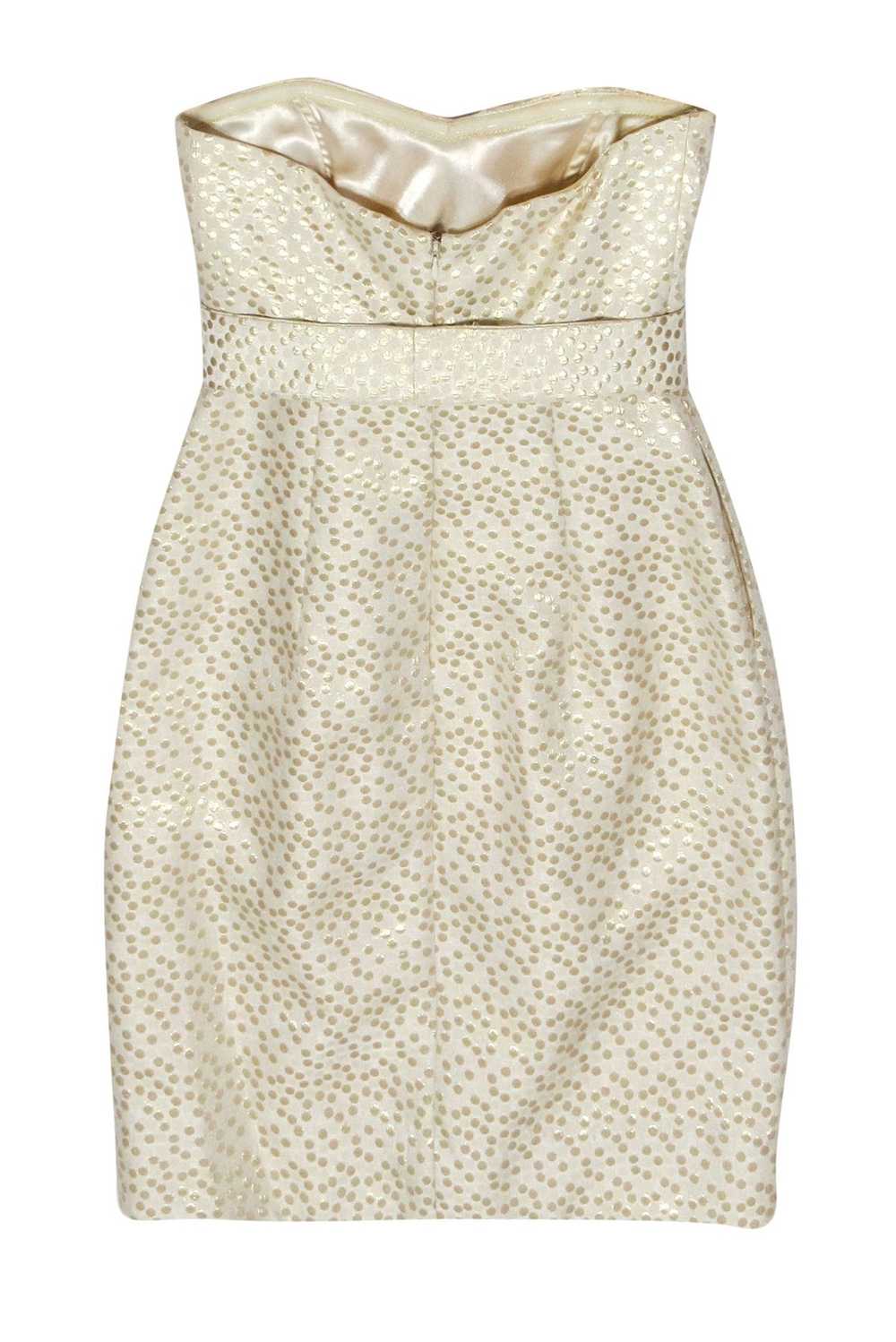 Jenny Yoo - White Strapless Dress w/ Gold Metalli… - image 2