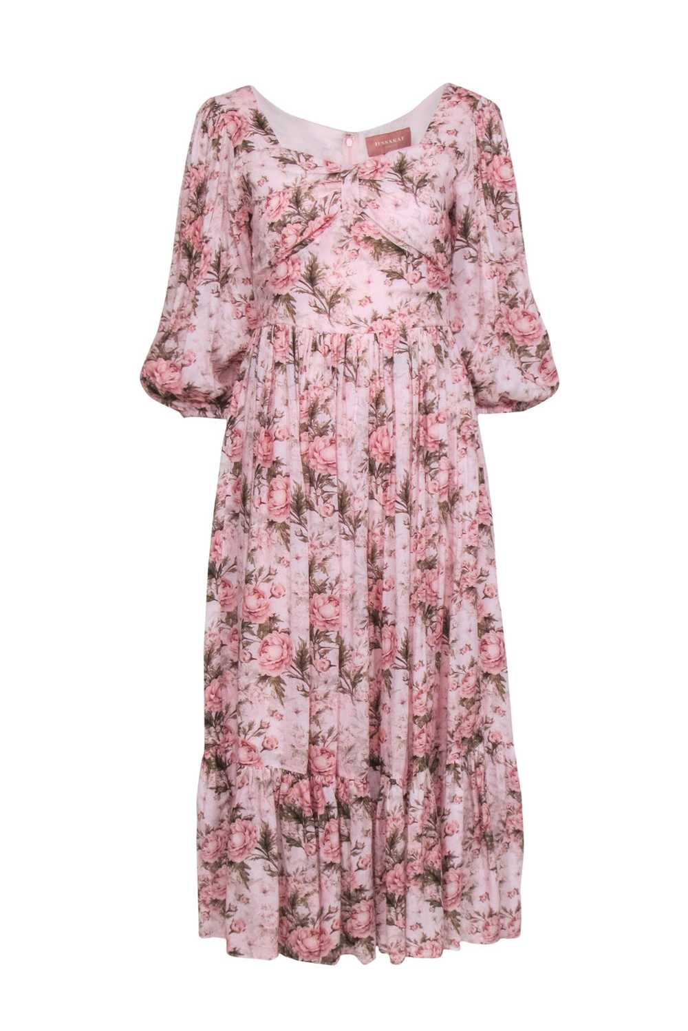 Jessakae - Pink Floral Print Maxi Dress w/Ruffle … - image 1