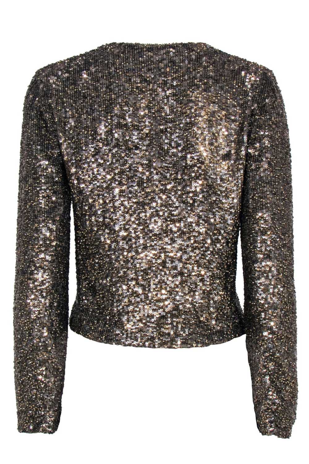 Jigsaw - Golden Sequined Crop Jacket Sz S - image 3