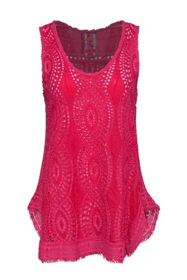 Johnny Was - Hot Pink Eyelet & Embroidered Tank Sz