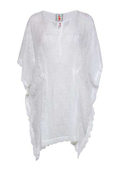 Johnny Was - White Eyelet Caftan-Style Top w/ Sca… - image 1
