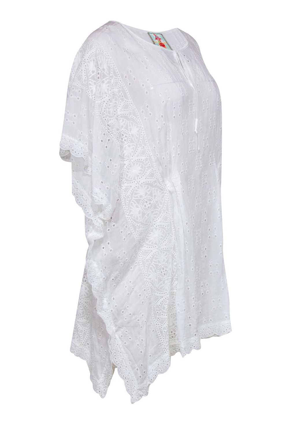 Johnny Was - White Eyelet Caftan-Style Top w/ Sca… - image 2