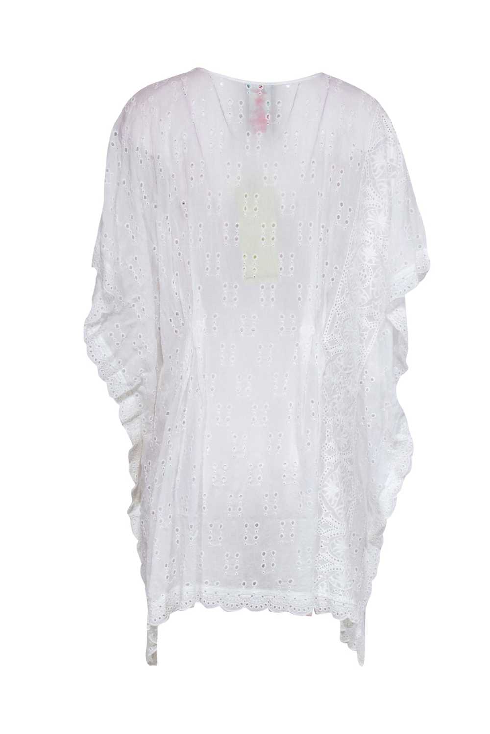 Johnny Was - White Eyelet Caftan-Style Top w/ Sca… - image 3