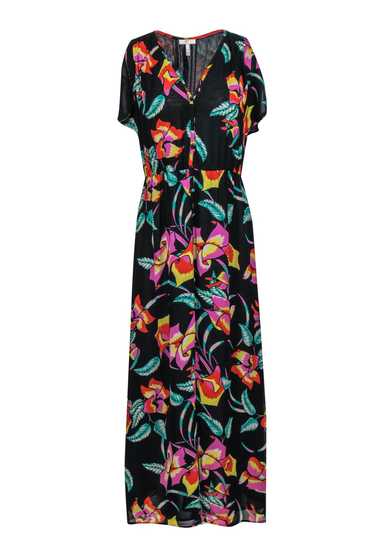 Joie - Black & Multicolor Tropical Floral Print S… - image 1