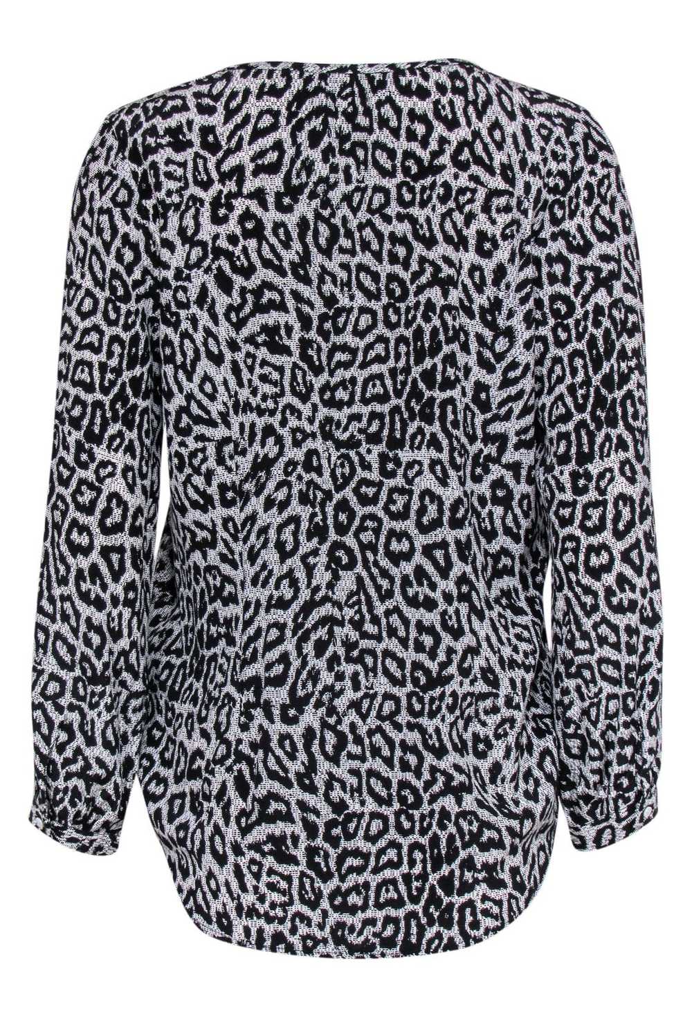 Joie - Black & White Leopard Print Silk Peasant B… - image 3