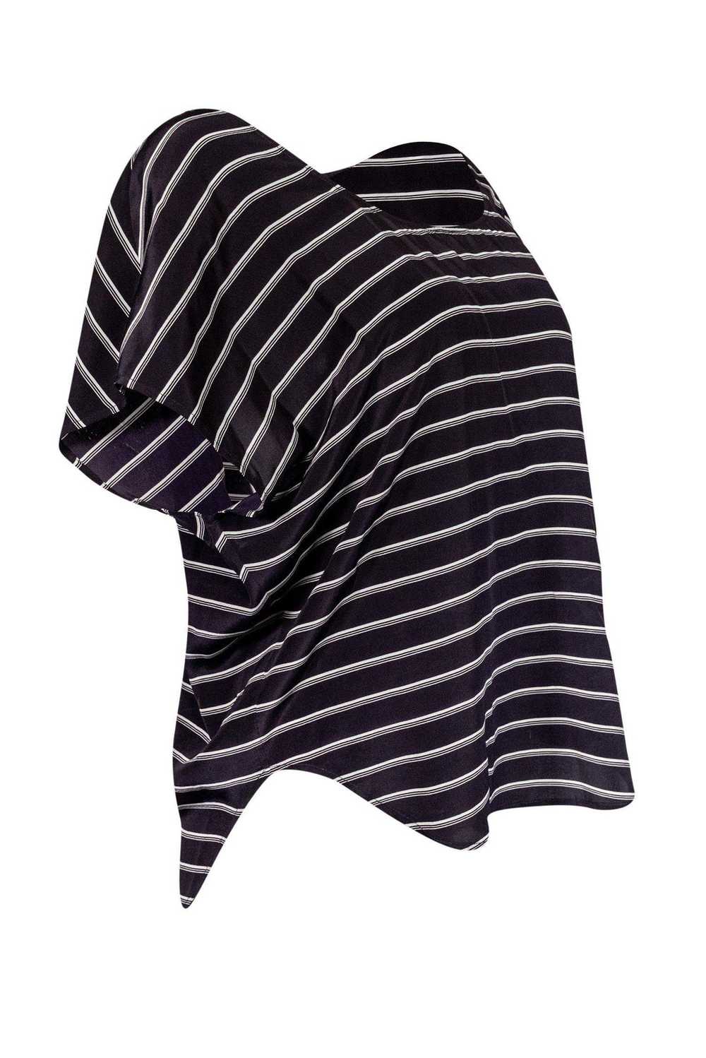 Joie - Black & White Striped Silk Dolman Sleeve T… - image 2