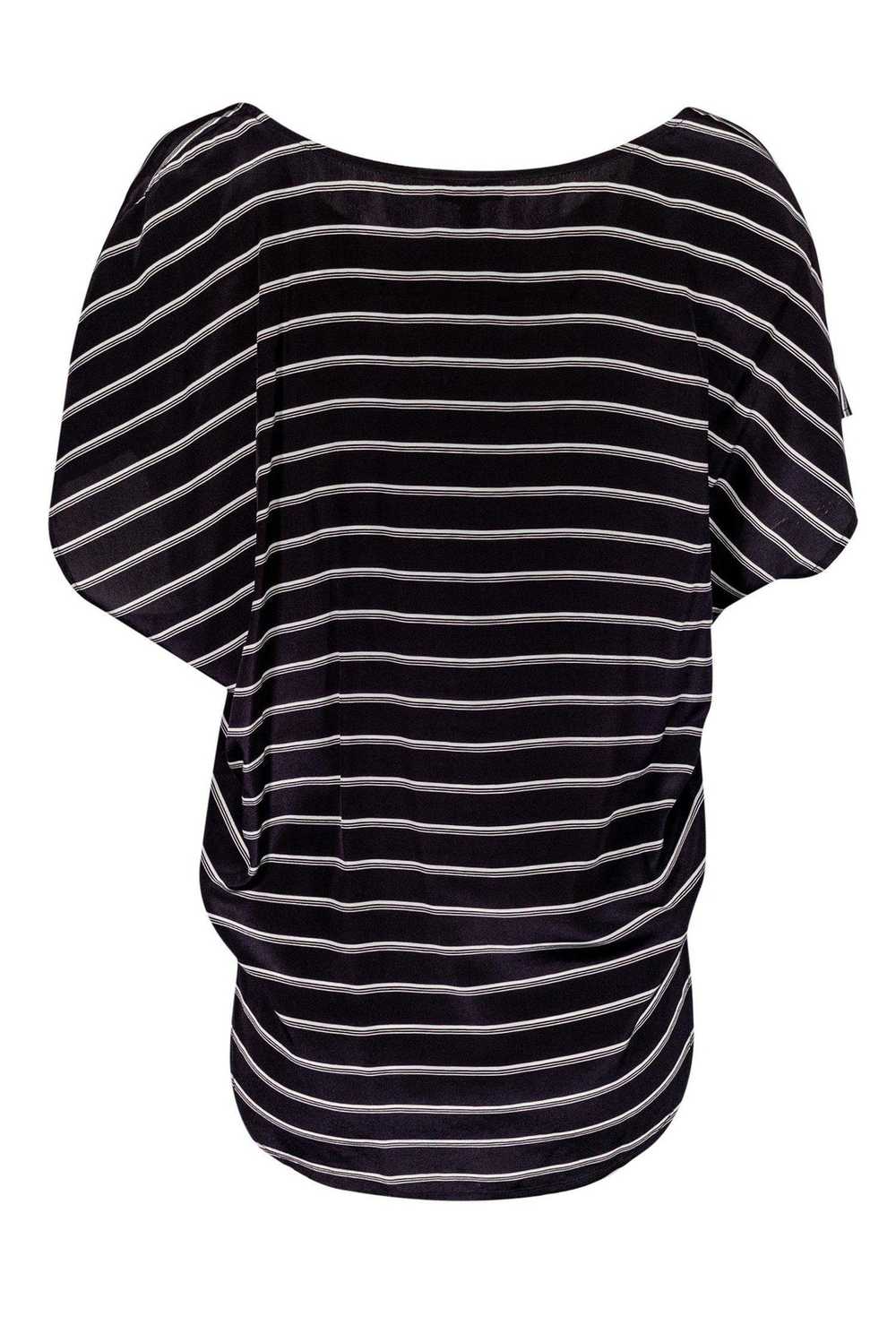 Joie - Black & White Striped Silk Dolman Sleeve T… - image 3