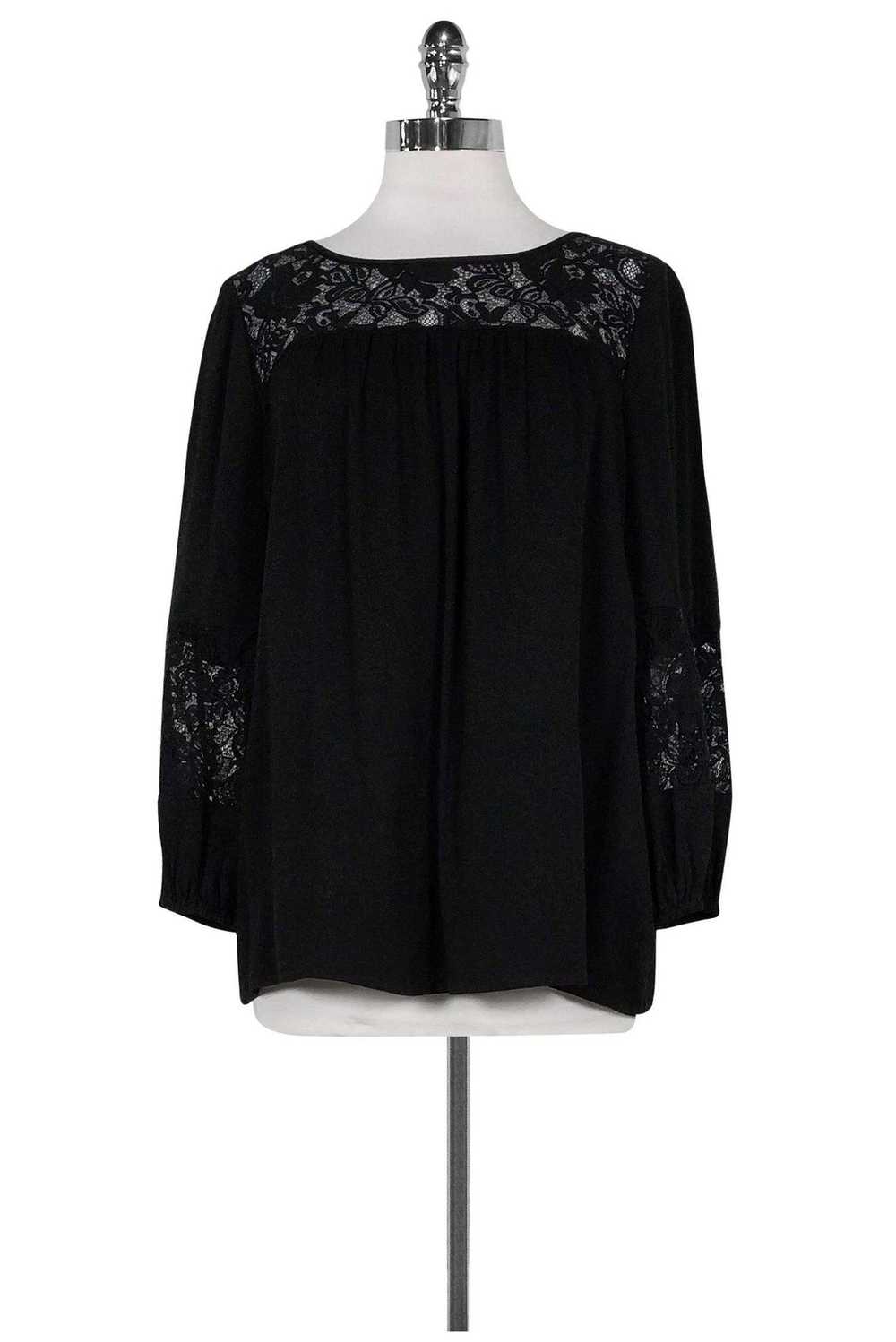 Joie - Black Lace Yoke Blouse Sz M - image 1