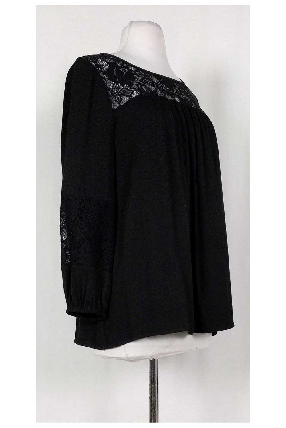 Joie - Black Lace Yoke Blouse Sz M - image 2