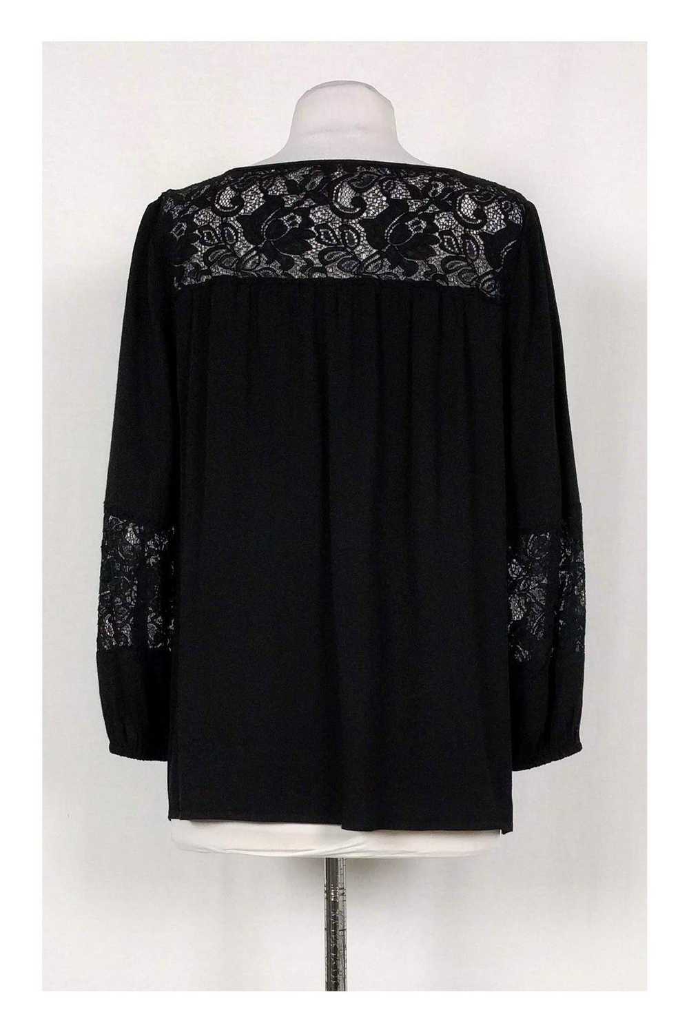 Joie - Black Lace Yoke Blouse Sz M - image 3