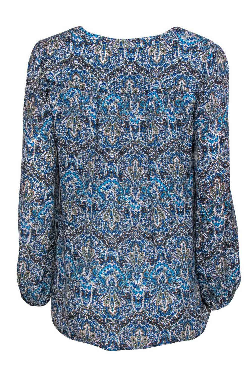 Joie - Blue & Brown Paisley Printed Silk Blouse S… - image 1