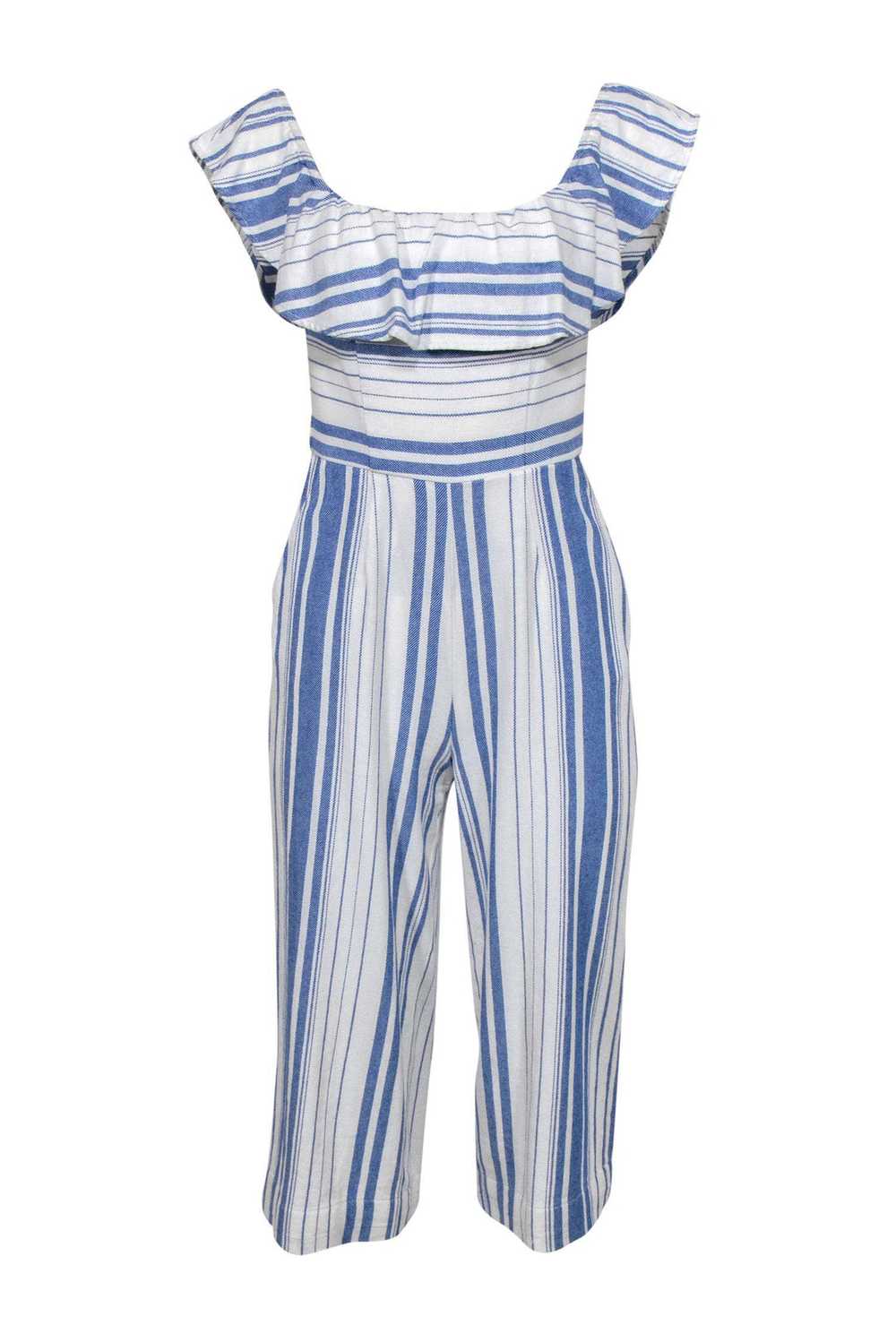 Joie - Blue & White Striped Sleeveless Wide Leg J… - image 1