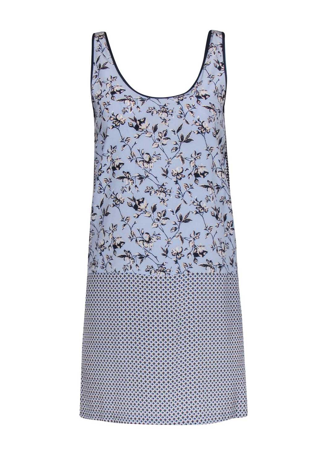 Joie - Blue Multi-Print Silk Shift Dress Sz XS - image 1